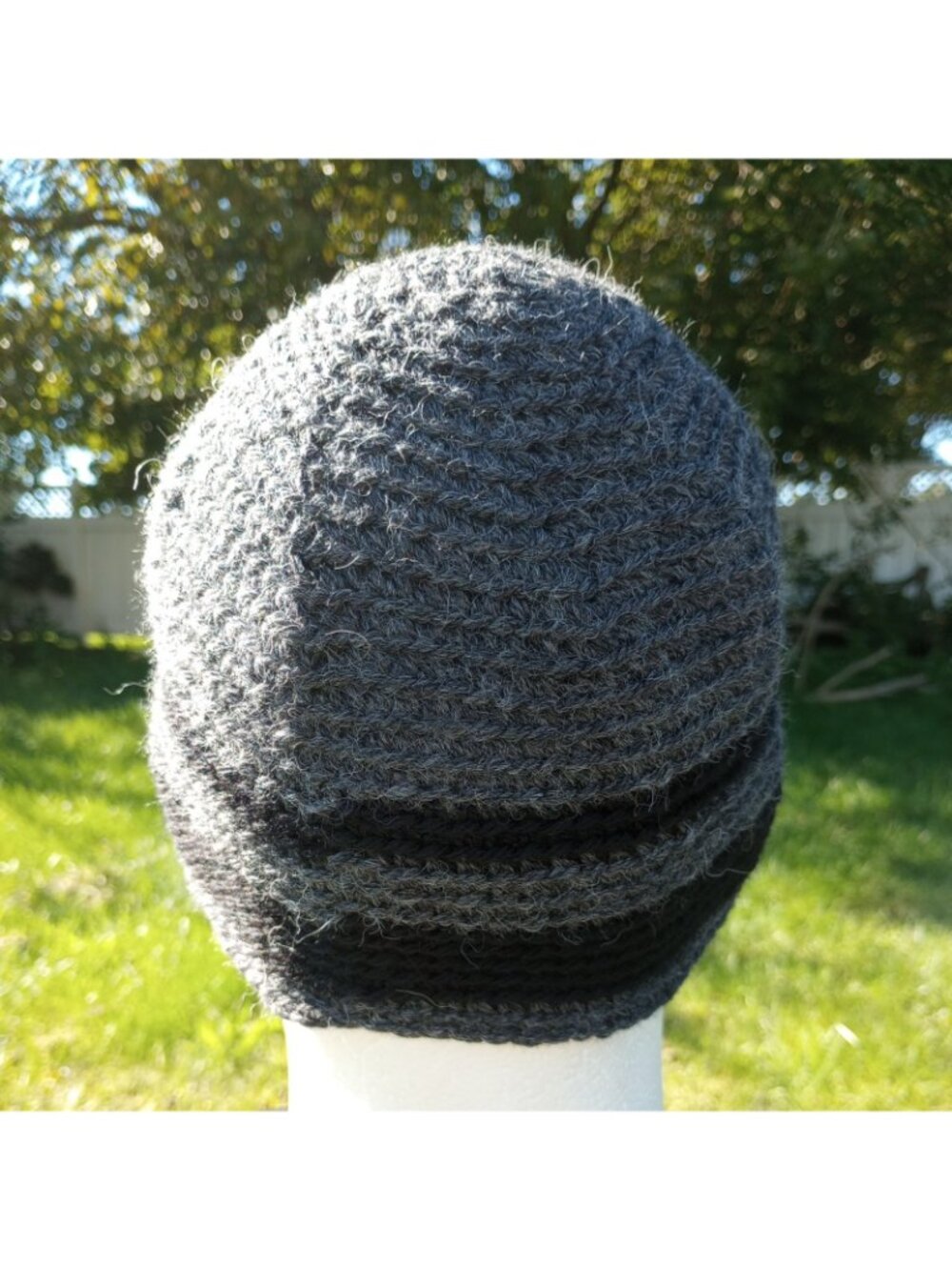 Men's Beanie Alpaca Hat Handmade Wool Cap Crochet Slouch Hiking Skiing Gray - Picture 5 of 12